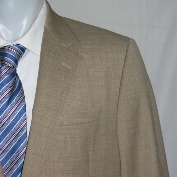 Brooks Brothers 1818 Madison Loro Piana Beige Nailshead Two Button Suit 42L